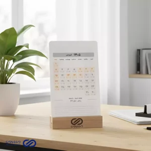 تقویم رومیزی تک‌ برگ ساده با پایه