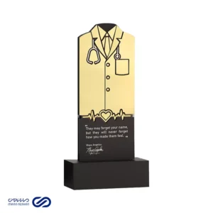 تندیس روز پزشک طرح روپوش پزشکی طلایی مردانه